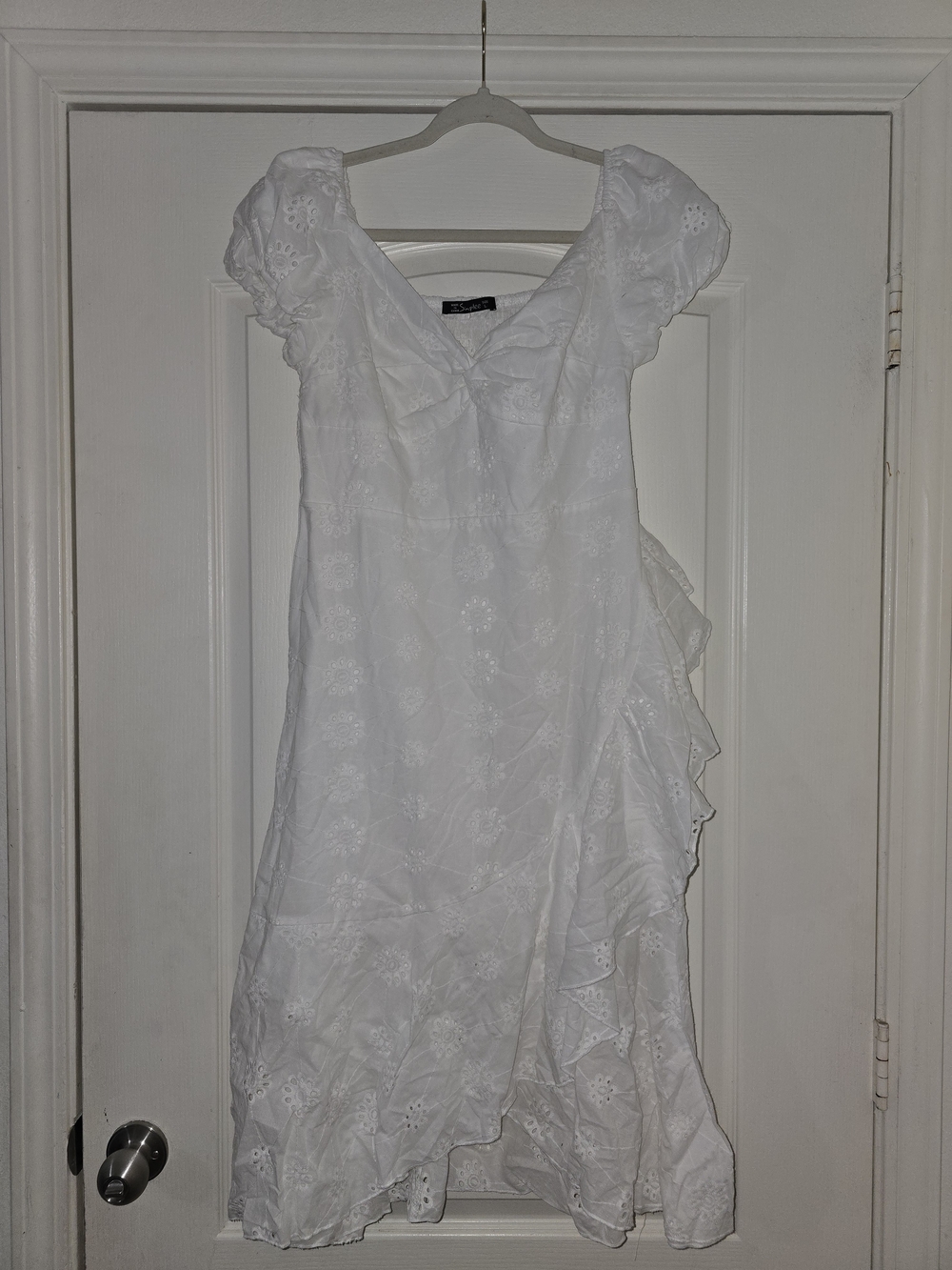 Simple White Eyelet Ruffle Dress